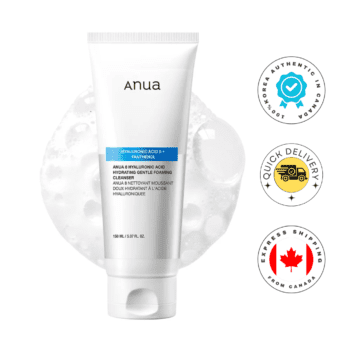 Anua Hydrating Gentle Foaming Cleanser, Hyaluronic Acid, Glycerin, Zinc, Panthenol, Korean Face Wash for Dry Skin, for Double Cleansing, Korean Skincare 5.07fl oz (150ml)